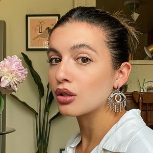 ❤️SOLD❤️ SILVER EYE EMBELLISHED EARRINGS